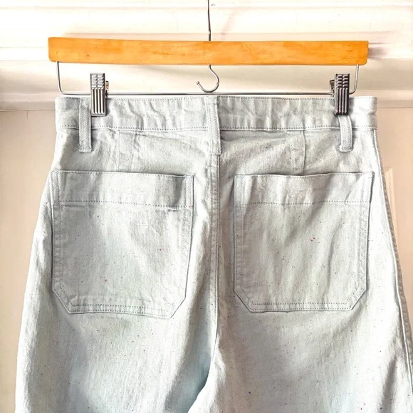Madewell Slim Emmett Wide-Leg Crop Pants Speckle Light Blue Size 28 - Picture 8 of 14